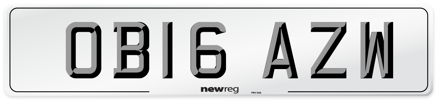 OB16 AZW Number Plate from New Reg